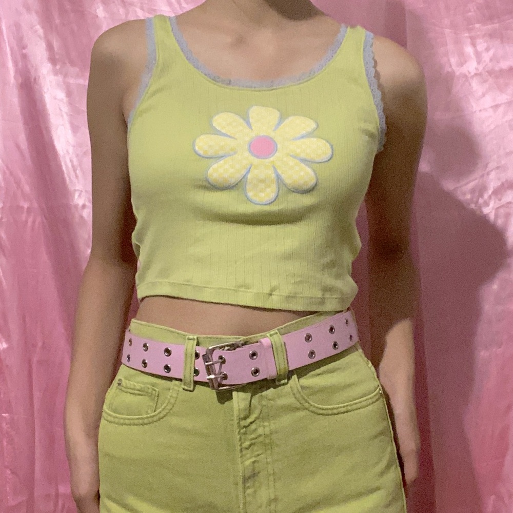 Y2K Flower Power Colorful Lace Crop Top